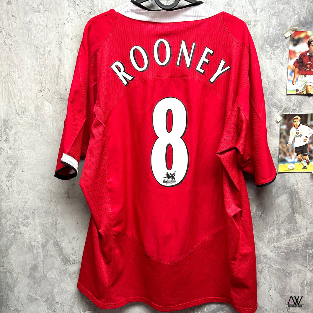 2005-06 Manchester United｜Home｜#8 Rooney｜9 inch rubber + velvet stamp｜90% New｜XL｜ 2005-06 Manchester United Home #8 Rooney EPL Set ( XL ) 