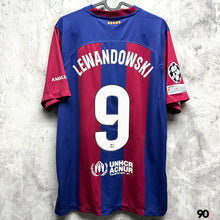 Load image into Gallery viewer, 2023-24 巴塞隆拿｜主場｜#9 利雲度夫斯基｜歐聯 Full Set｜85% New｜L｜2023-24 Barcelona Home #9 Lewandowski UCL Set ( L )
