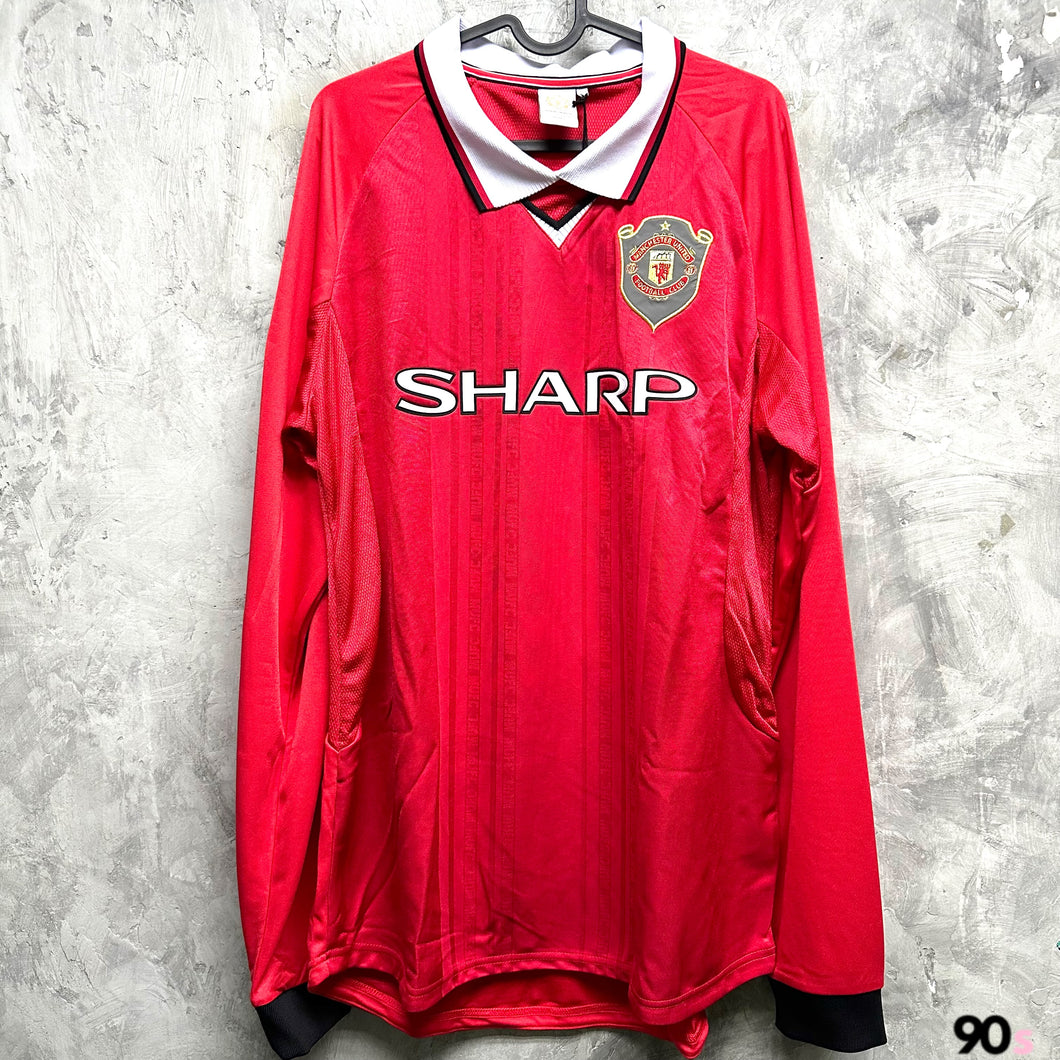 《原裝復刻》1998-99 曼聯｜官方復刻單星歐聯主場長䄂｜連復刻字章｜BNWT｜1998-99 Manchester United Official Retro UCL One Star Home L/S with retro printing( Multiple Sizes )