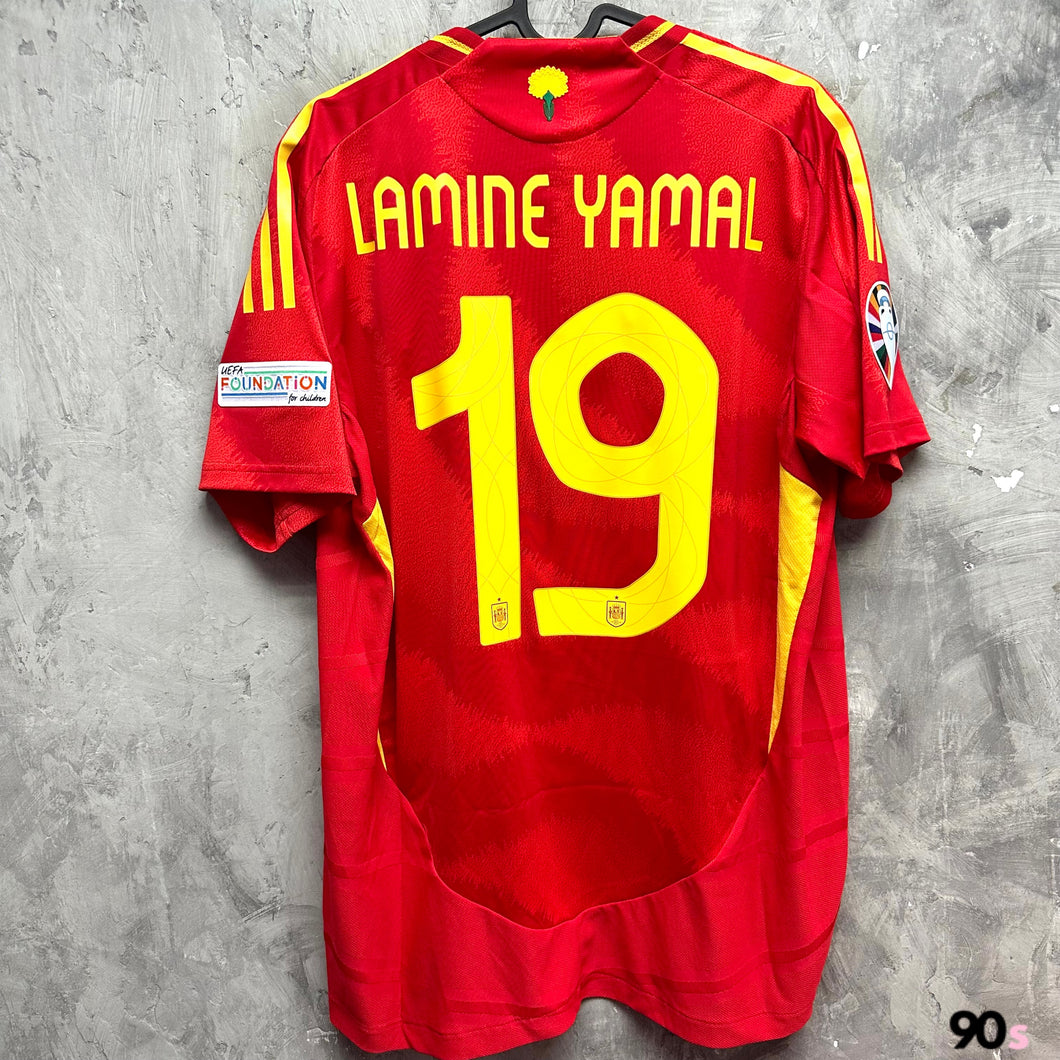 2024-25 西班牙｜主場｜球員版｜#19 耶馬｜2024 歐國盃决賽 Full Set｜BNWT｜Asia XL｜2024-25 Spain Home #19 Lamine Yamal Euro 2024 Final Set ( Asia XL )