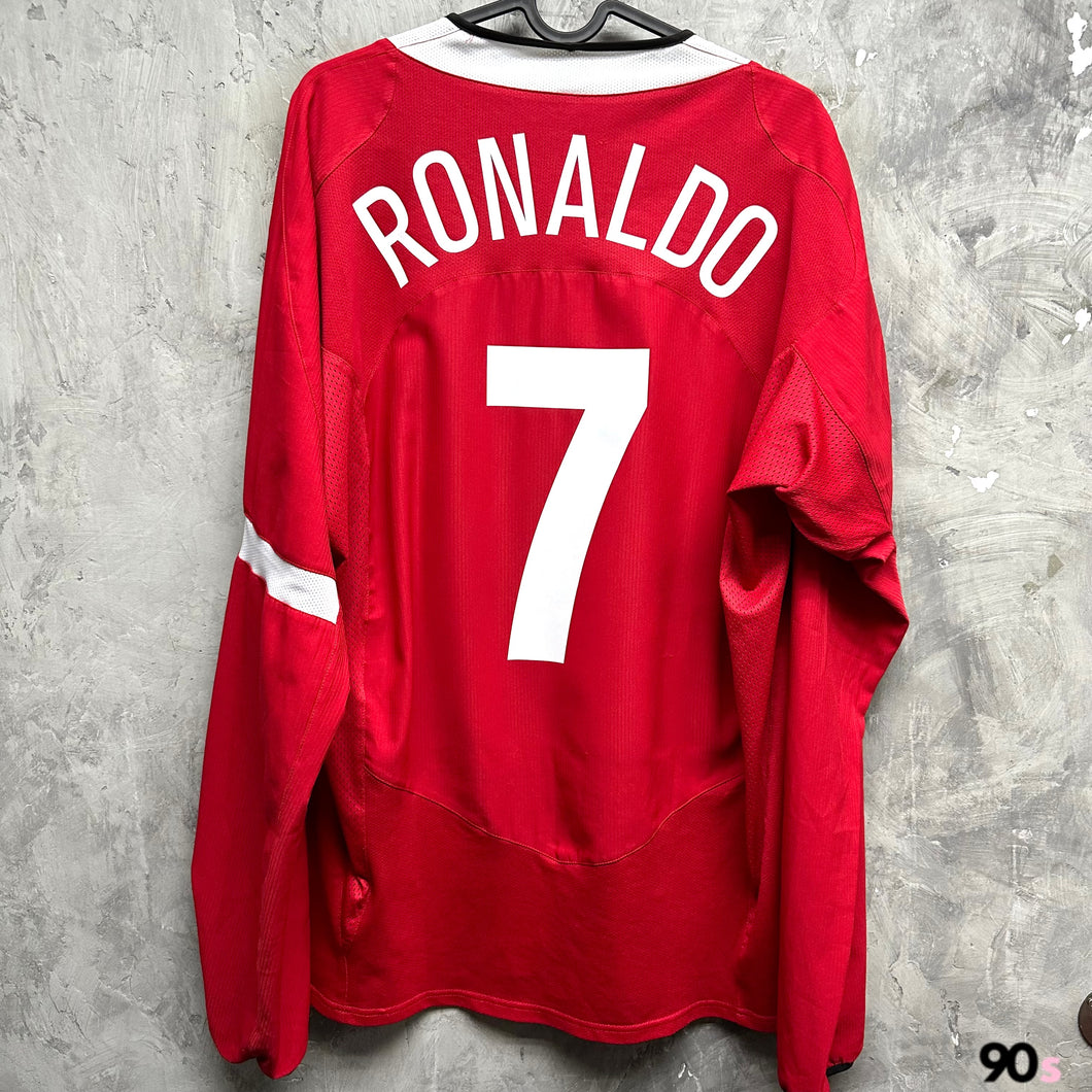 2005-06 曼聯｜主場長袖｜#7 C朗拿度｜歐聯 Full Set｜90% New｜XL｜2005-06 Manchester United Home L/S #7 Ronaldo UCL Set ( XL )
