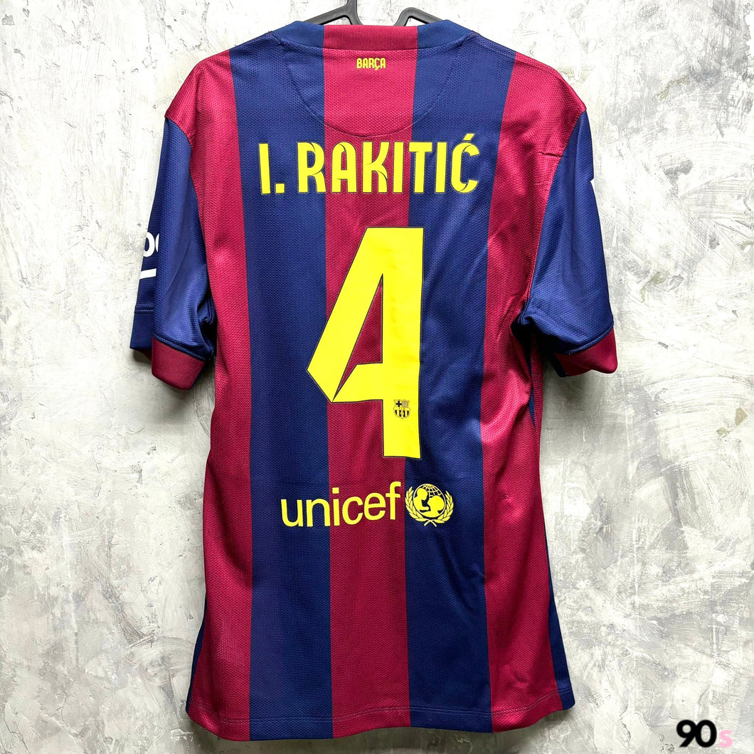 2014-15 巴塞隆拿｜主場｜球員版｜#4 拉傑迪｜西甲 Full Set｜90% New｜M｜2014-15 Barcelona Home #4 I. Rakitic La Liga Version Authentic ( M )