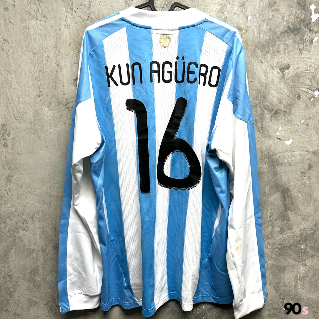 2010-11 阿根廷｜主場長袖｜球員版｜#16 阿古路｜ 90% New｜XL｜2010-11 Argentina Home L/S Authentic #16 Kun Agüero ( XL )