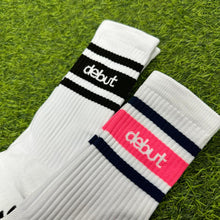 將圖片載入圖庫檢視器 “debut” 兩間防滑襪 ( 黑白間 )  ｜“debut” Grip Socks Black （ Free Sizes )
