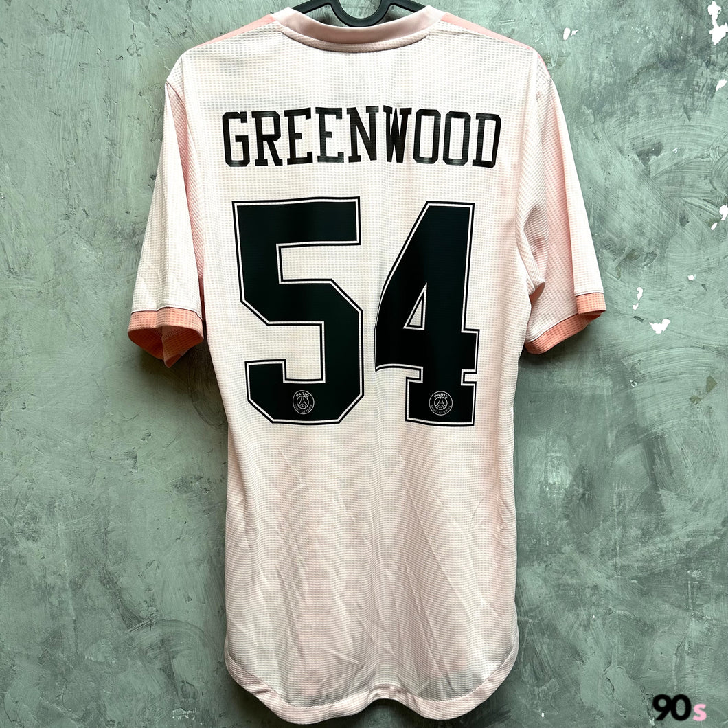 2018-19 曼聯｜作客｜球員版｜#54 格連活特｜歐聯Full Set｜95% New｜L｜2018-19 Manchester United Away Authentic #54 Greenwood UCL Full Set PSG Font ( L )