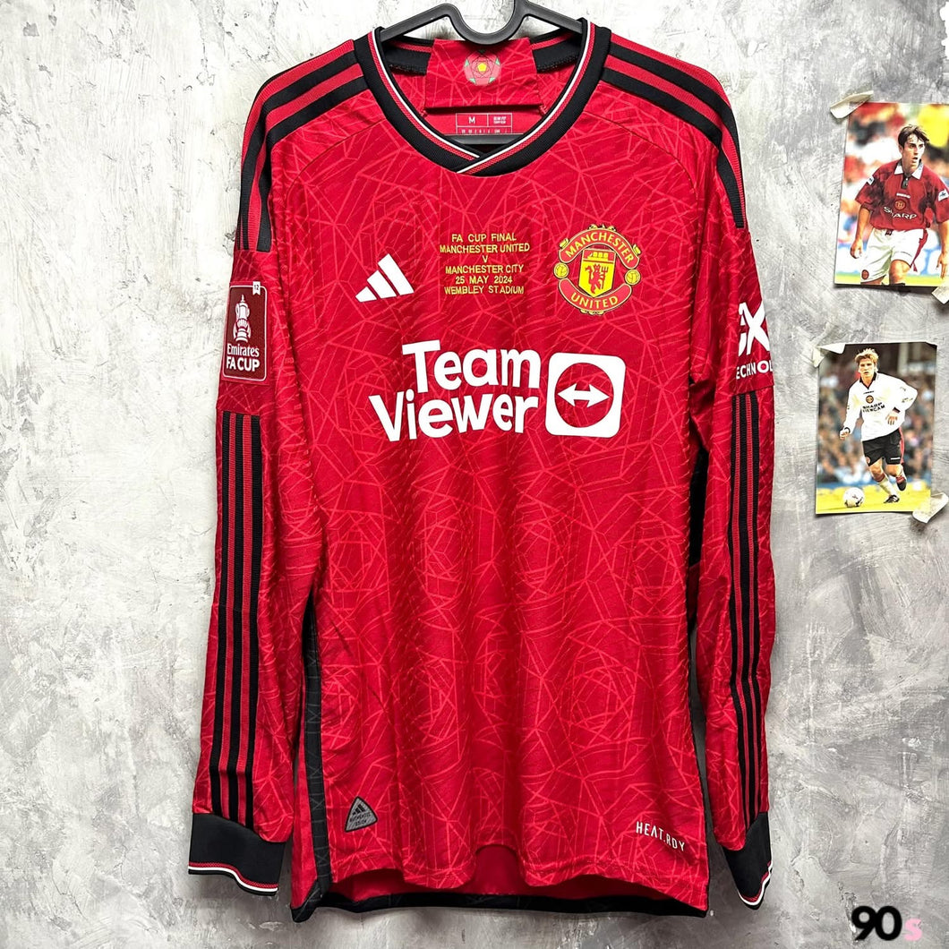 2023-24 曼聯｜主場長袖｜球員版｜足總盃决賽 Full Set｜BNWT｜2023-24 Manchester United Home L/S Authentic FA Cup Final Version ( Multiple Sizes )