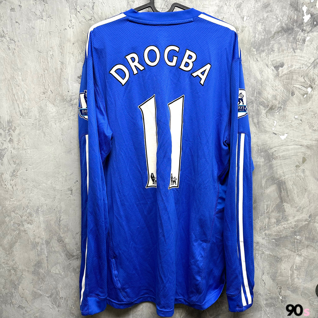 2009-10 車路士｜主場長袖｜球員版｜#11 杜奧巴｜英超 Full Set｜95% New｜XL｜2009-10 Chelsea Home #11 Drogba EPL Version Authentic ( XL )